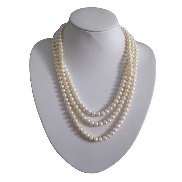 A B Davis Freshwater Pearl Long Knotted Rope Necklace, White at John Lewis  & Partners