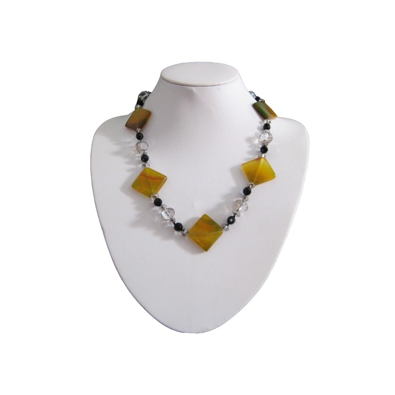 Yellow Square Glass Necklace